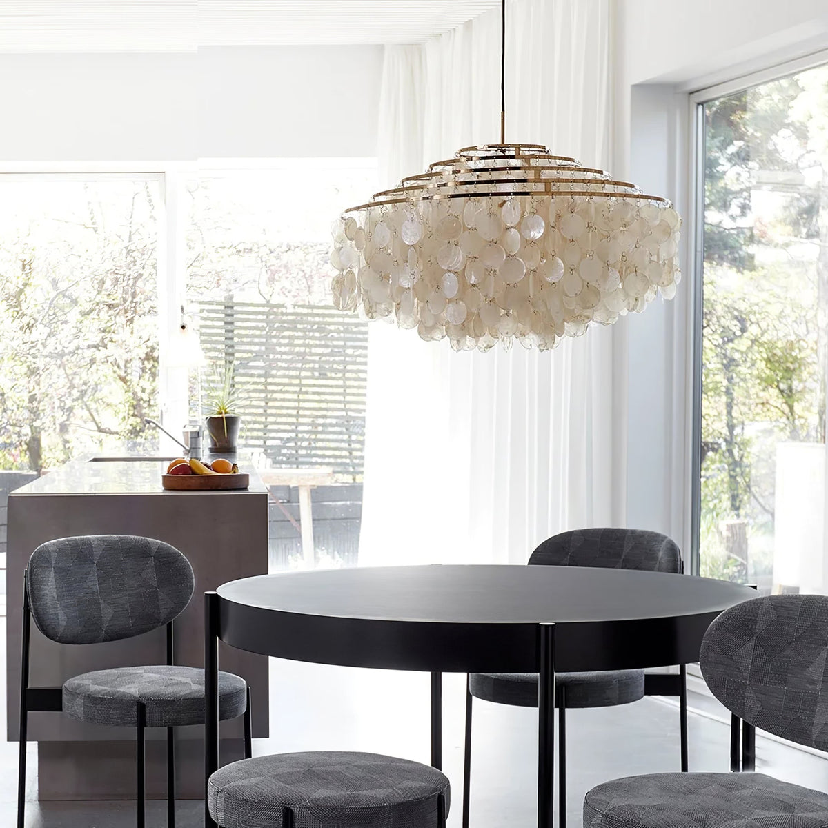 Lustra Suspension Lampe Anneau Rond en Coquillage