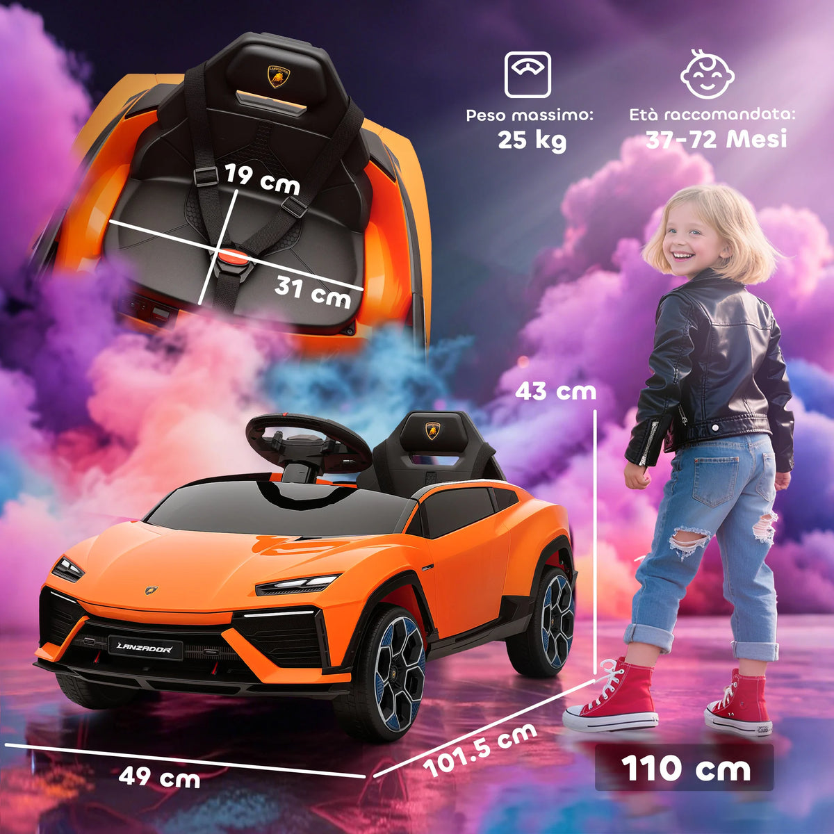 Velkido Comète — voiture électrique enfant 12V à portes papillon