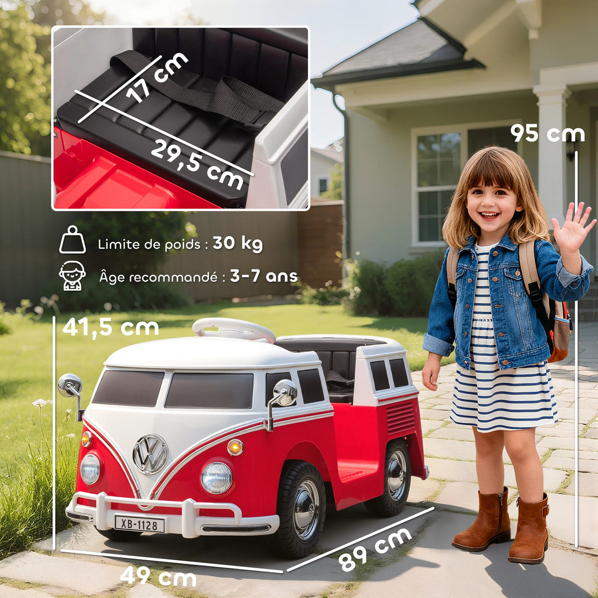 Velkido Vintage — voiture électrique enfant 12V van rétro