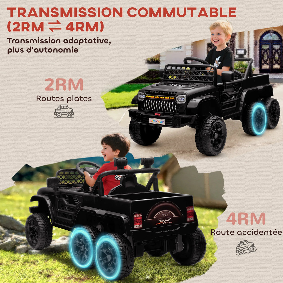 Velkido Explorer — buggy électrique enfant 12V 6 roues