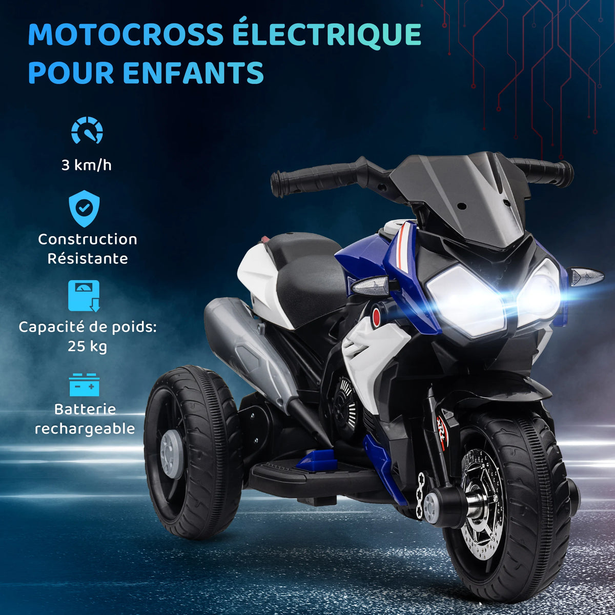 Velkido Trio — moto électrique enfant 6V à 3 roues