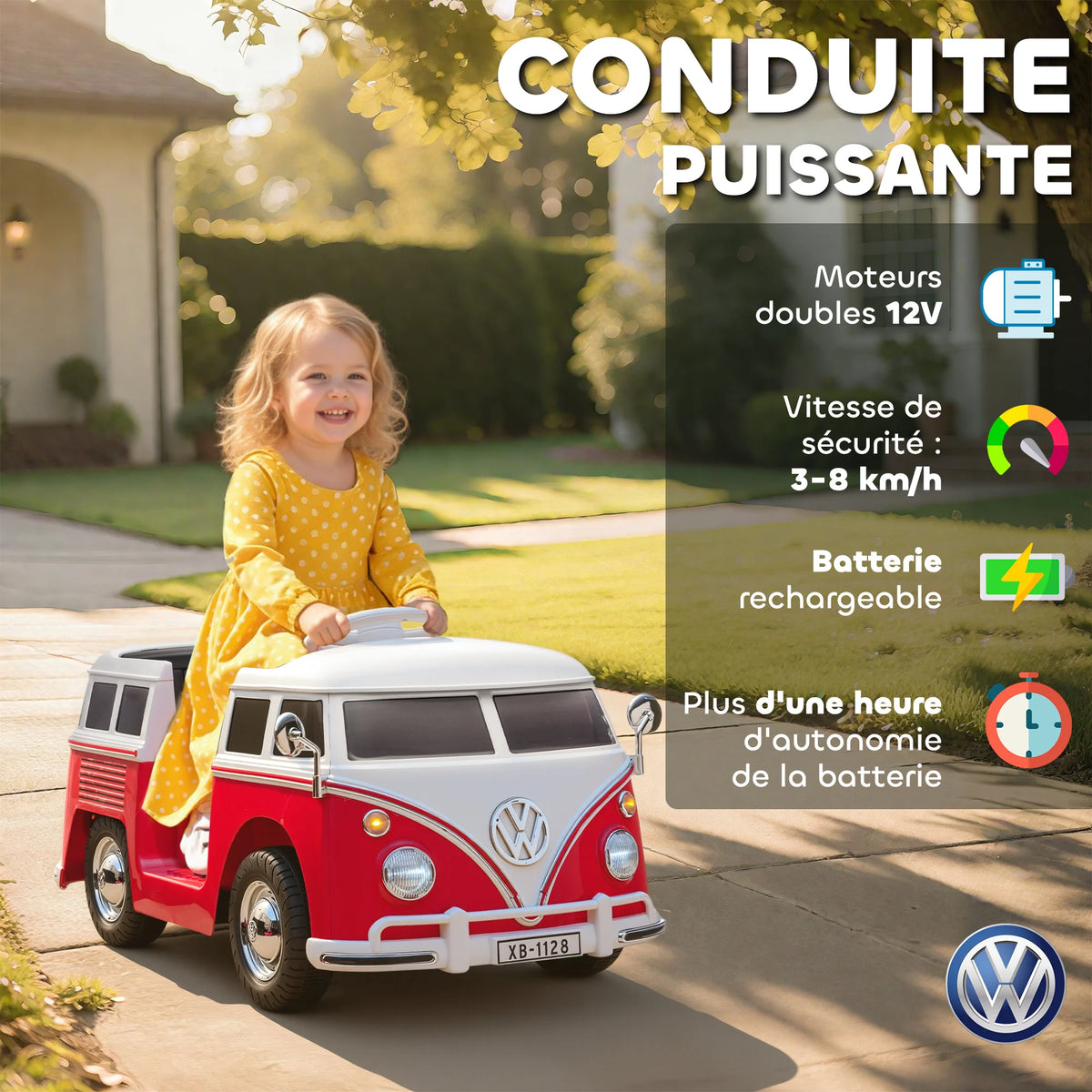 Velkido Vintage — voiture électrique enfant 12V van rétro