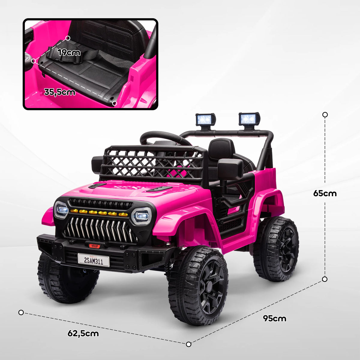 Velkido Safari — buggy électrique enfant 12V 4x4 rose