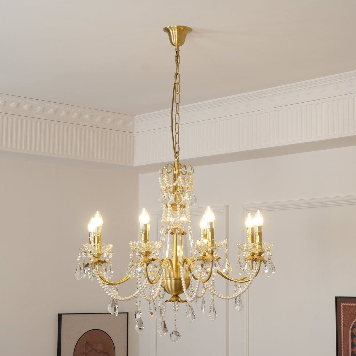 Lustre Lustre en Cristal Perles Suspendues