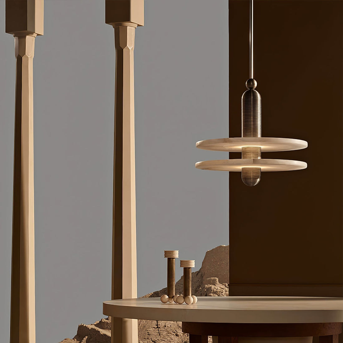 Orion Suspension Laiton Brossé Alabastre