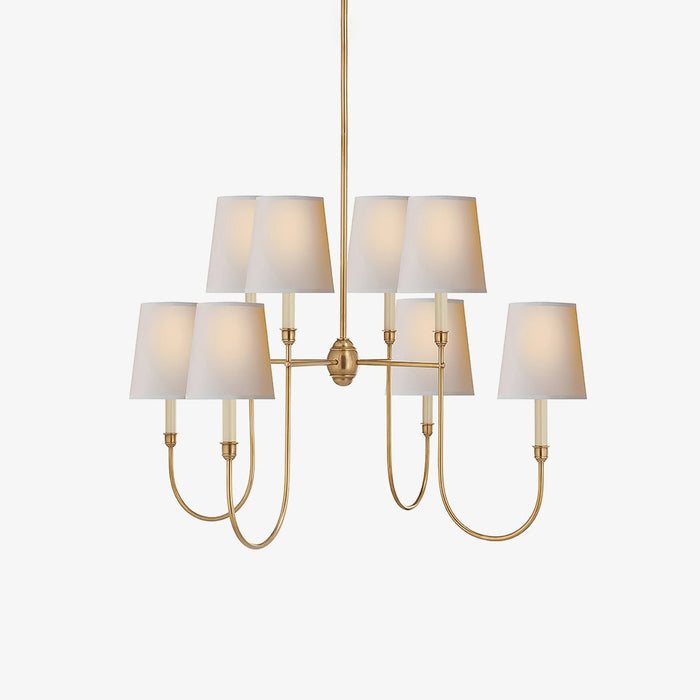 Lustra Lustre Vendôme en Laiton avec Abat-jour Blanc