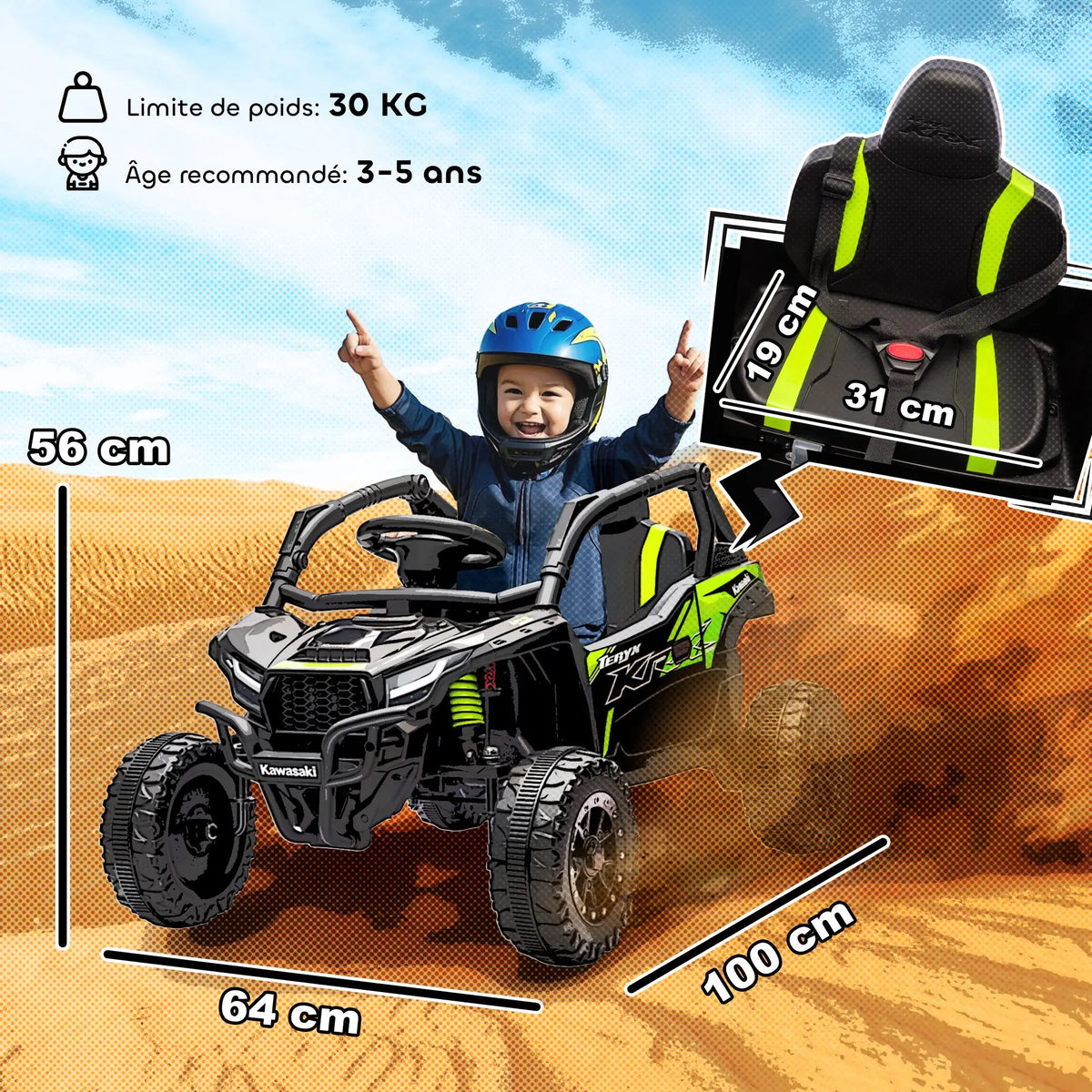 Velkido Dune — buggy électrique enfant 12V tout-terrain