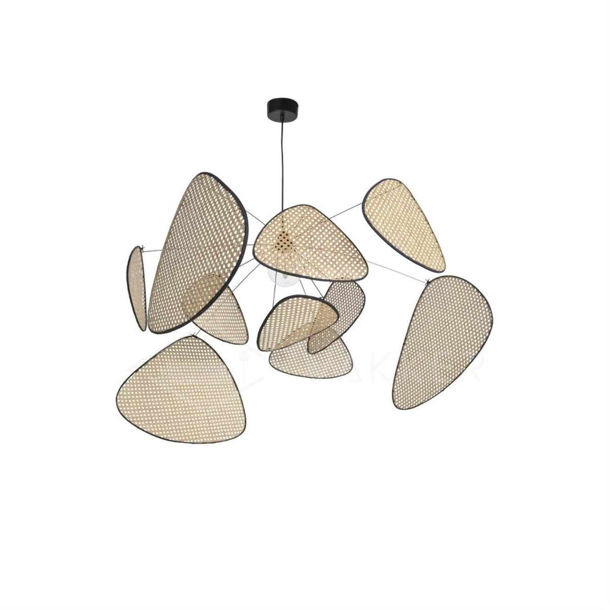 Lustra Lustre Écran Cannage Suspension Rétro