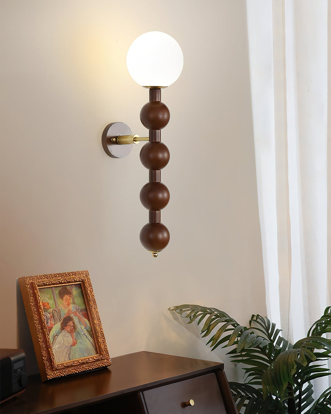 Novan Applique murale Gourd en bois et verre, style moderne