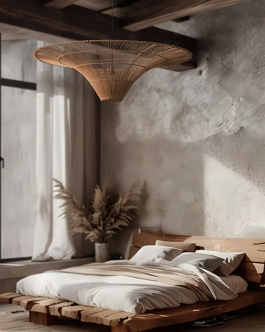 Juvio Lampe Suspension Rattan Tissée à la Main