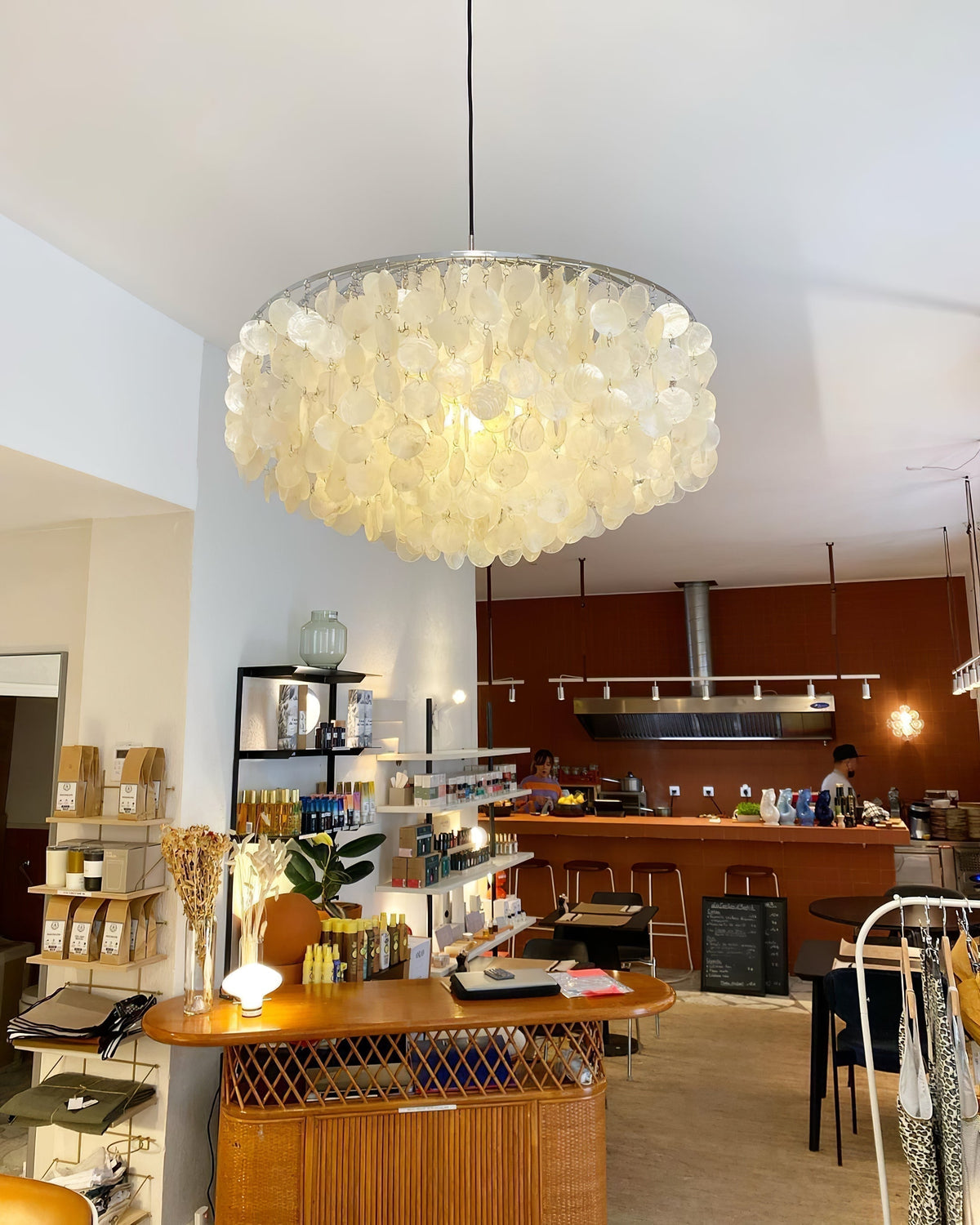 Lustra Suspension Lampe Anneau Rond en Coquillage