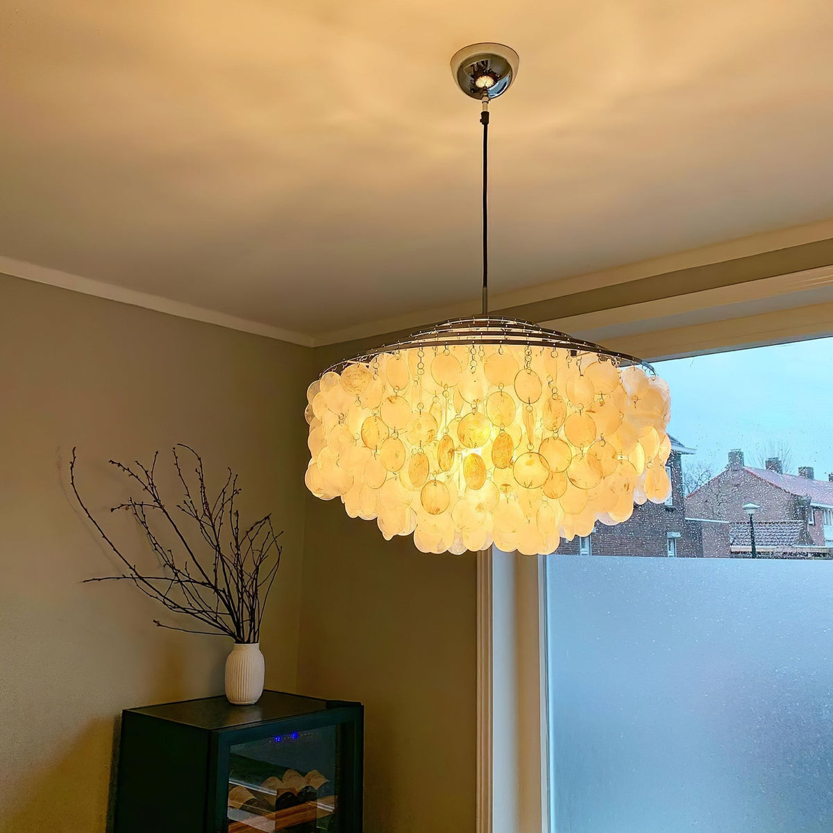 Lustra Suspension Lampe Anneau Rond en Coquillage