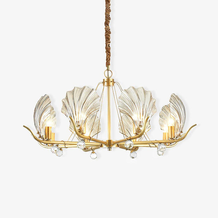 Lustra Lustre Coquillage Cristal Feuille Cuivre