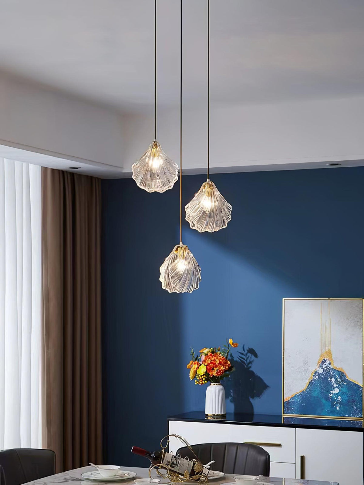Solara Suspension en Verre Coquillage Artistique Élégante