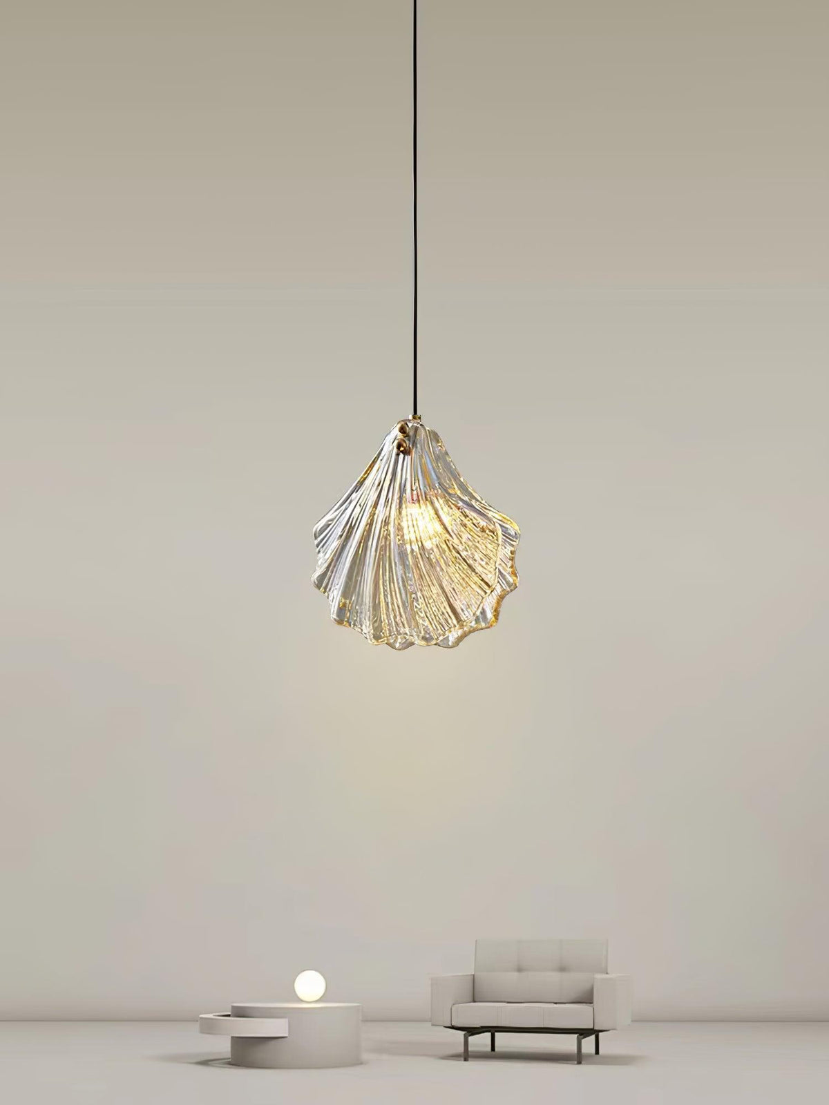 Solara Suspension en Verre Coquillage Artistique Élégante