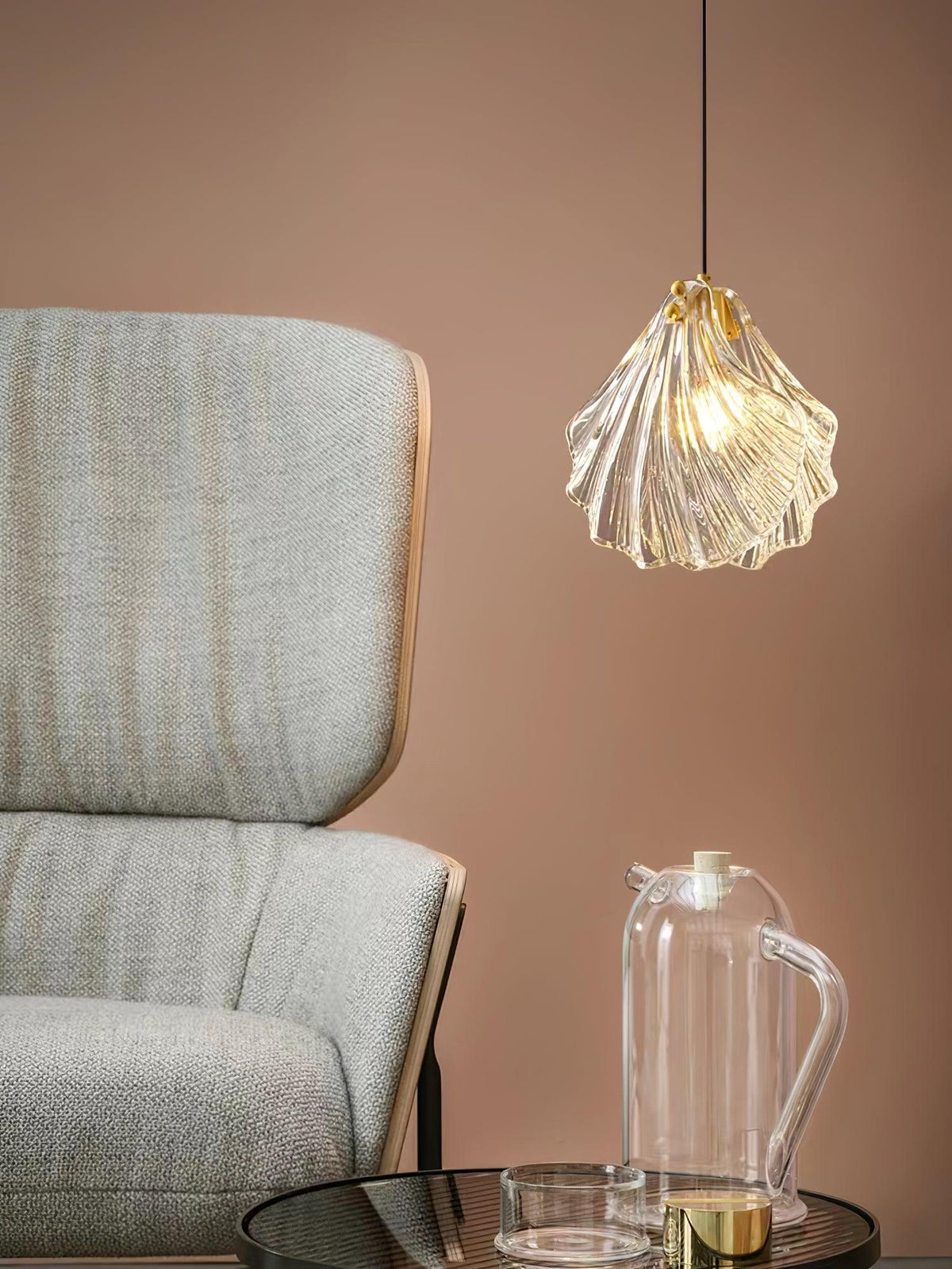 Solara Suspension en Verre Coquillage Artistique Élégante
