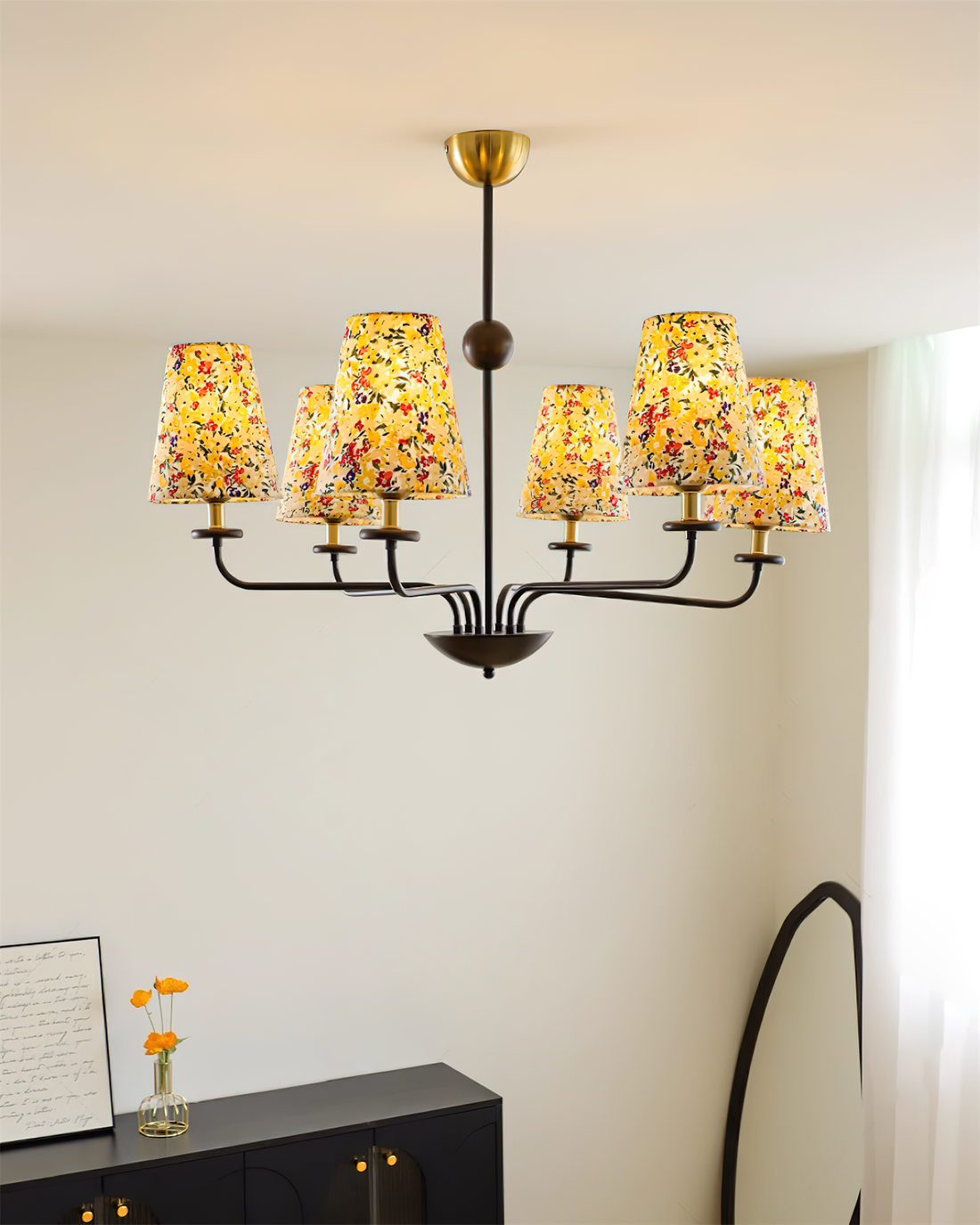 Siena Lustre Abat-jour en Tissu Floral Six Bras