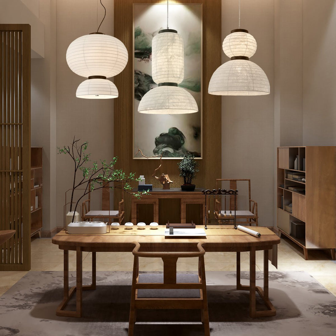 Uldoror Traditional Art Modern Silk Pendant Light