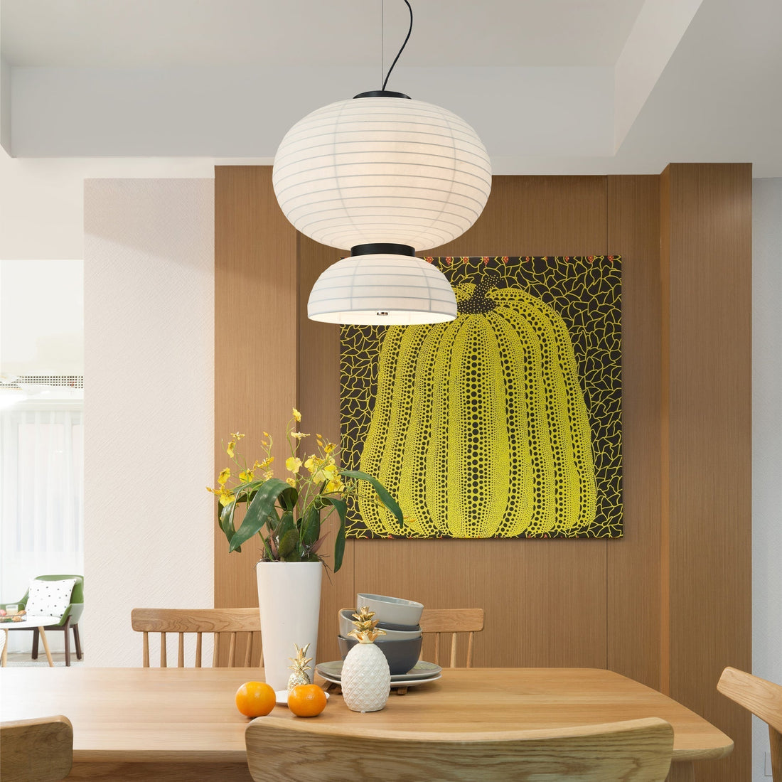 Uldoror Traditional Art Modern Silk Pendant Light