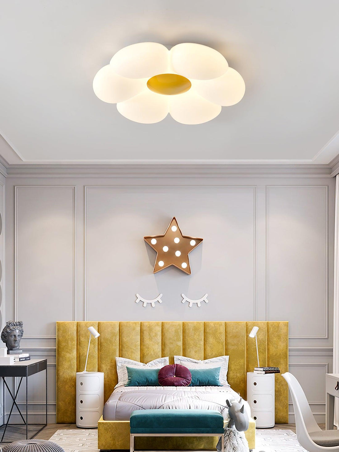 Solara Plafonnier Fleur à Six Pétales pour Chambre d'Enfant