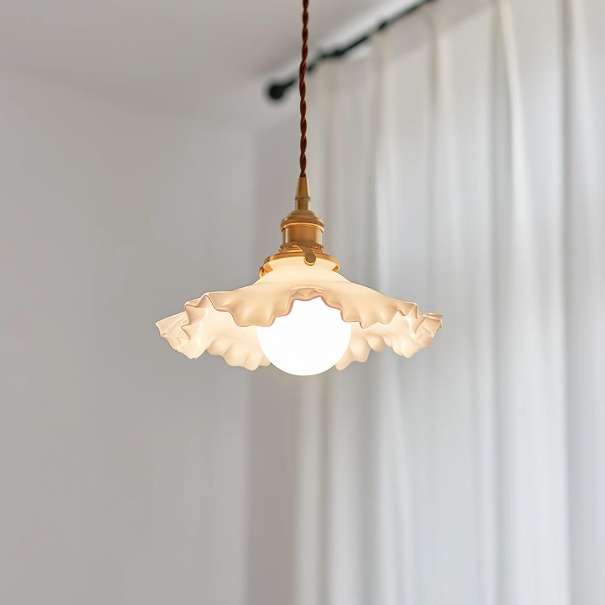 Iris Suspension Verre Abat-jour Volant Laiton