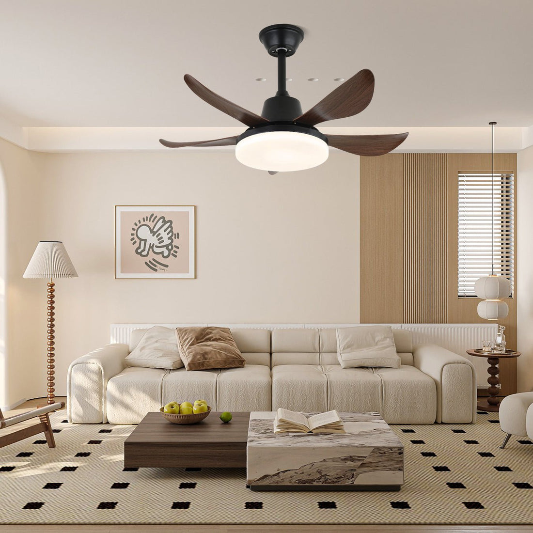 Plafonnier Ventilateur Callen en Bois Moderne