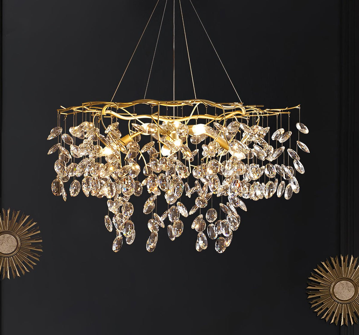 Lustra Lustre Cristal Branche Or LED