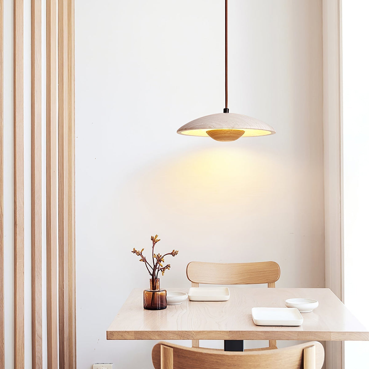 Zodore Large-Bord Travertin Pendentif Lumière