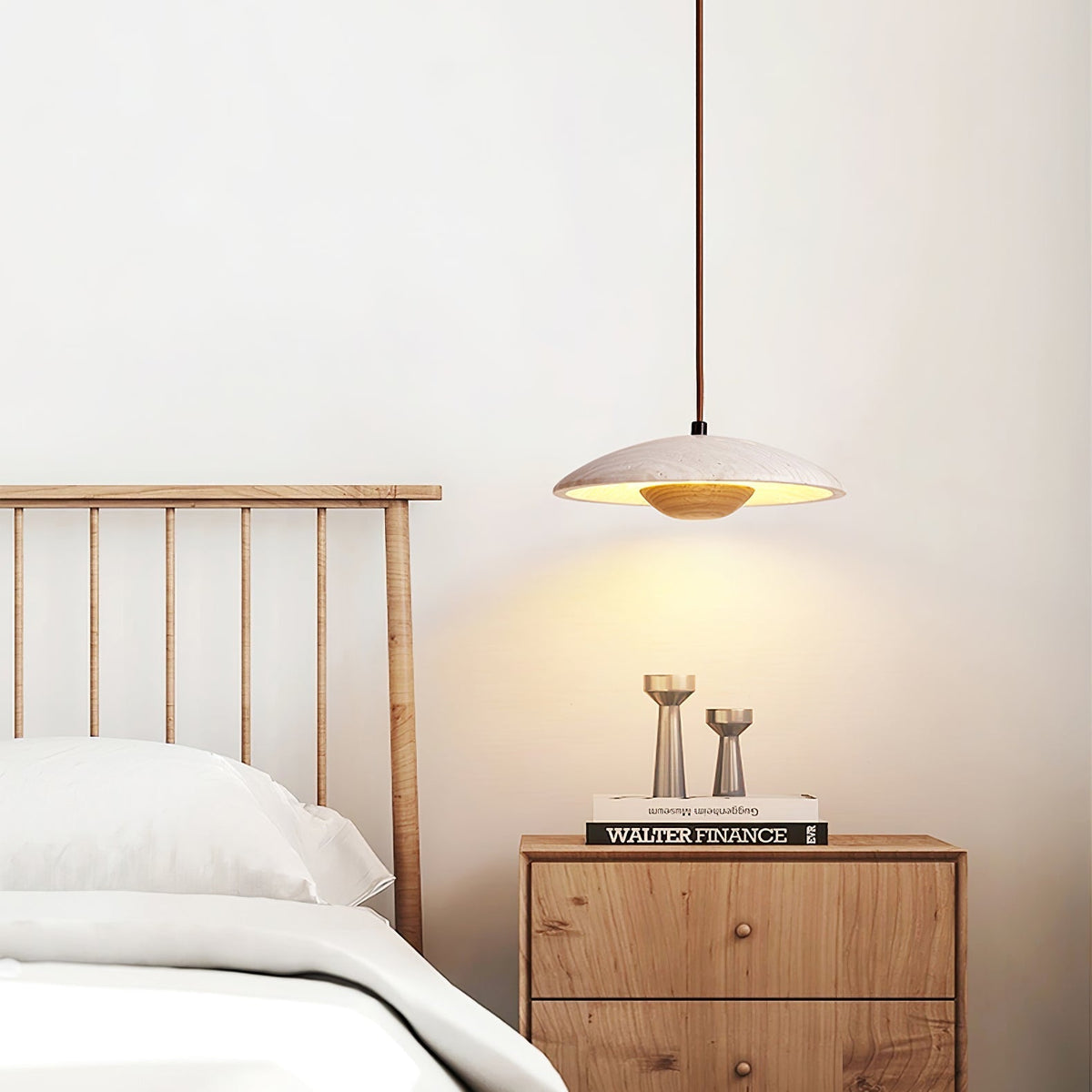 Zodore Large-Bord Travertin Pendentif Lumière