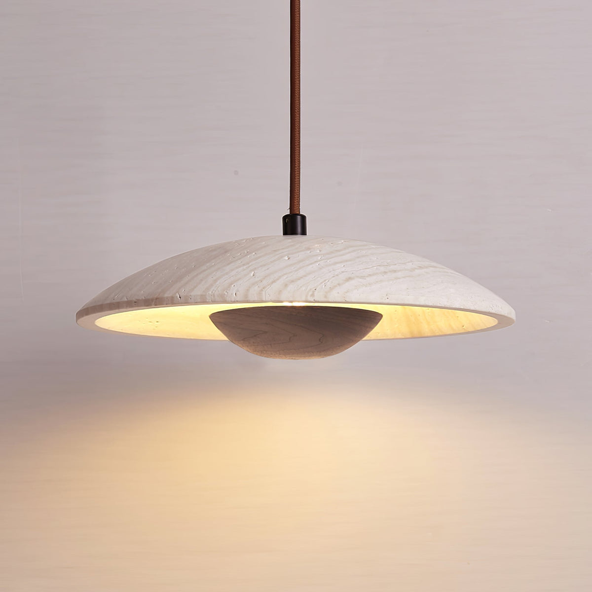 Zodore Large-Bord Travertin Pendentif Lumière