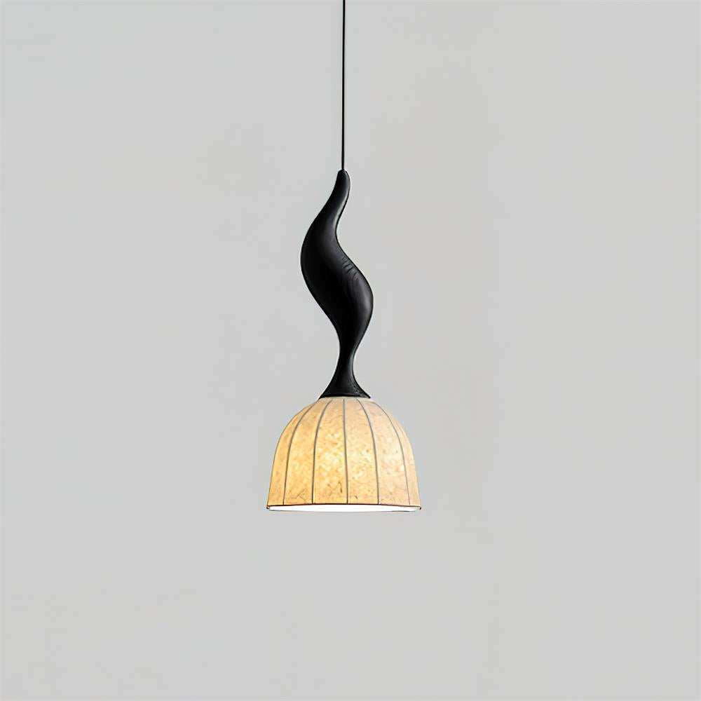Solia Suspension Tige Courbée Tissu Bois