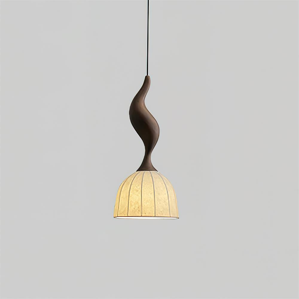 Solia Suspension Tige Courbée Tissu Bois