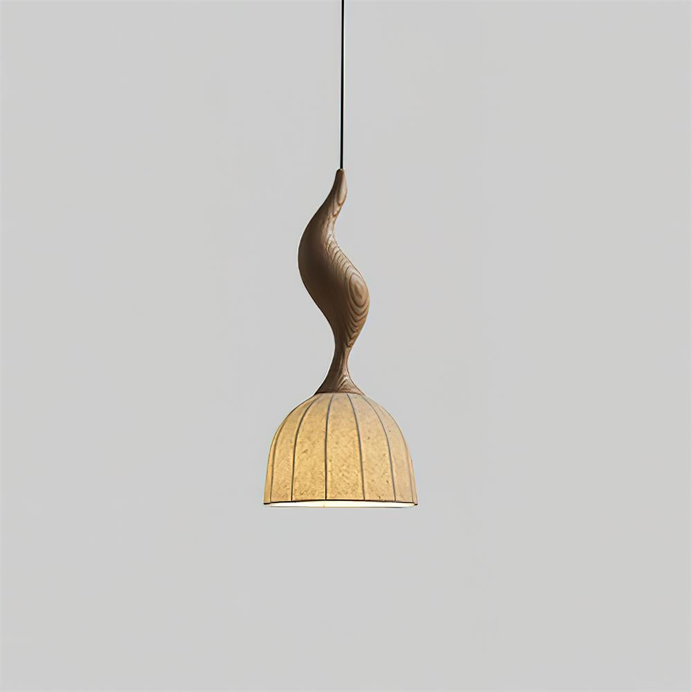 Solia Suspension Tige Courbée Tissu Bois