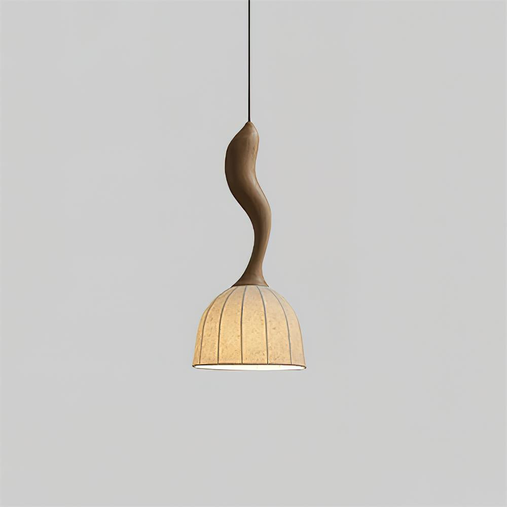 Solia Suspension Tige Courbée Tissu Bois