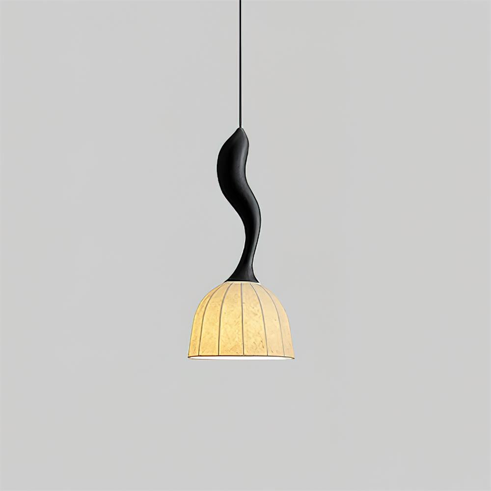 Solia Suspension Tige Courbée Tissu Bois