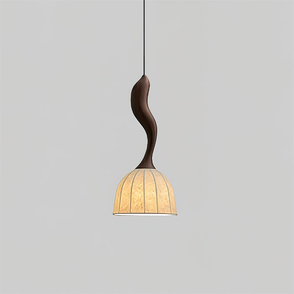 Solia Suspension Tige Courbée Tissu Bois