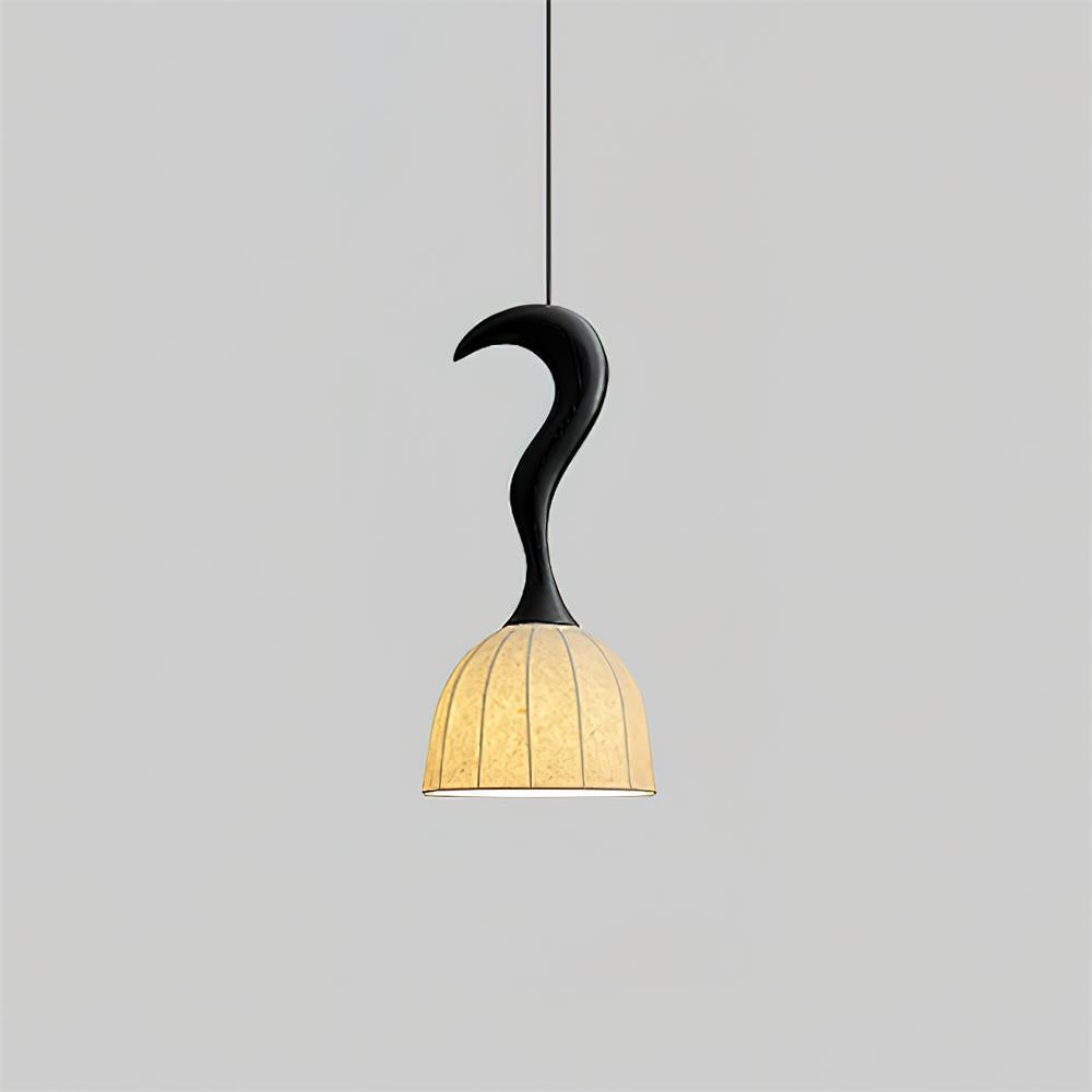 Solia Suspension Tige Courbée Tissu Bois
