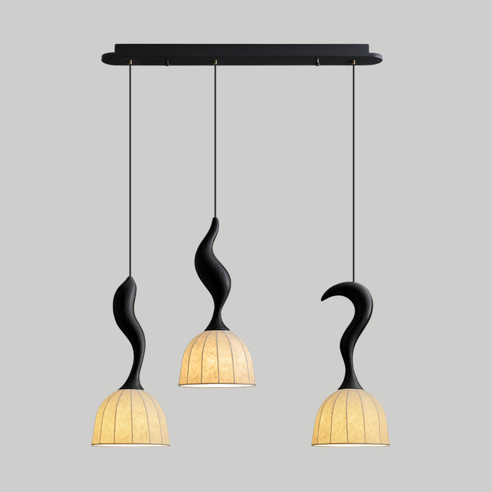 Solia Suspension Tige Courbée Tissu Bois