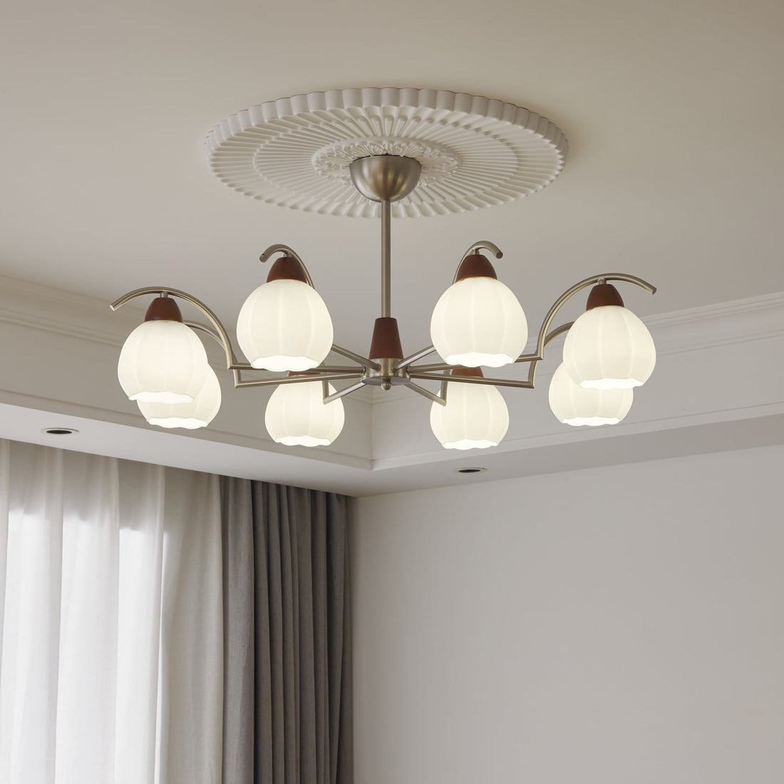 Ilaeiel Lustre Bois Verre Élégance Traditionnelle Bloom