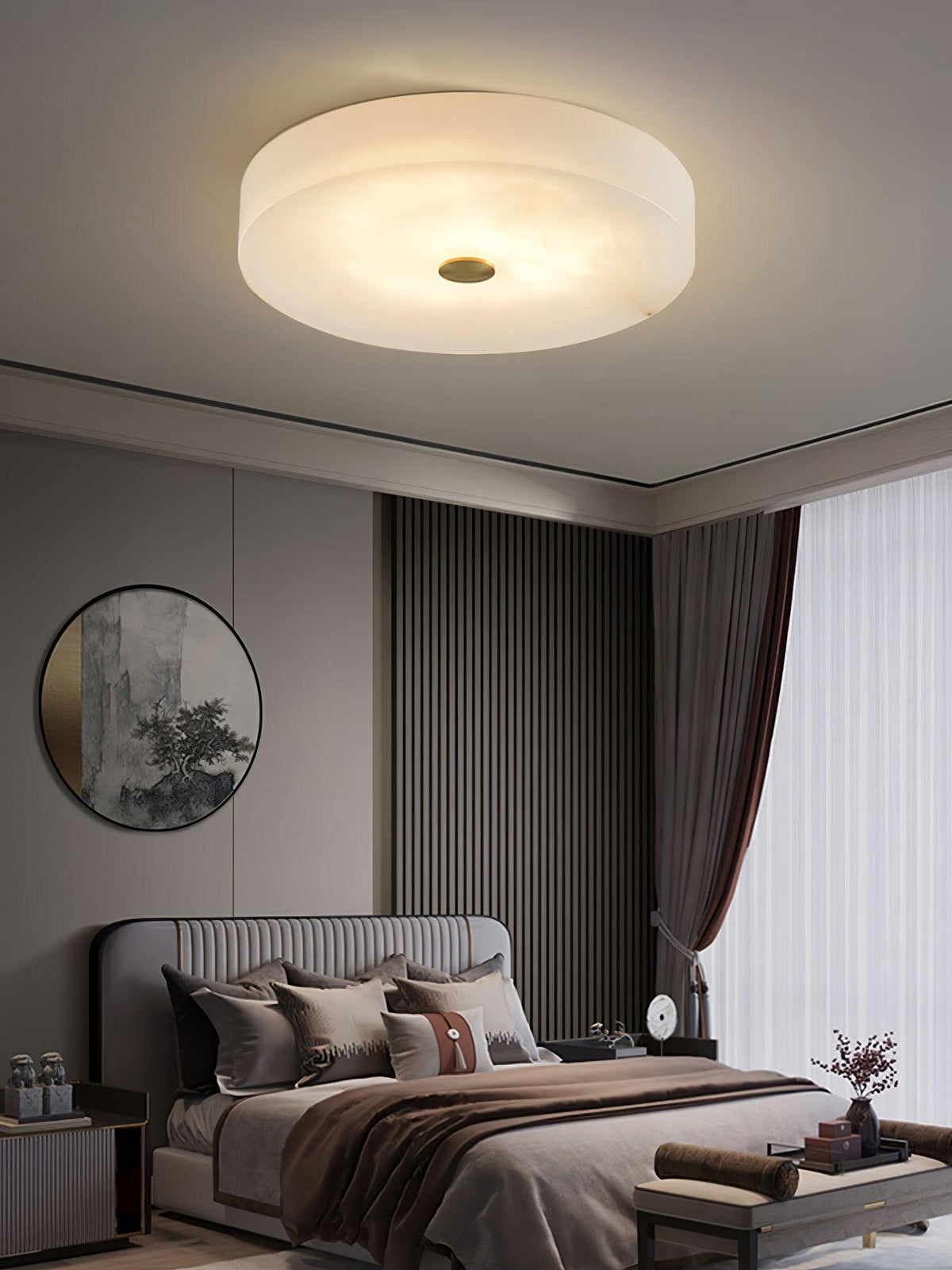 Olaean Lampe Plafonnier en Albâtre