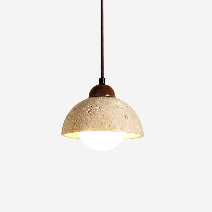 Suspension Bois Dessus Jaune Travertin Verre Blanc Beige Moderne