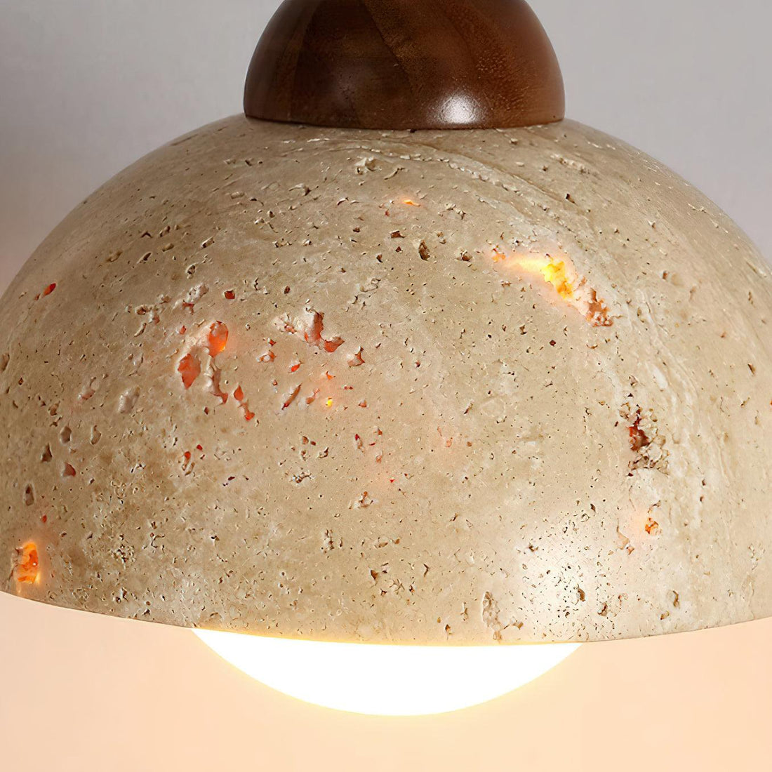 Suspension Bois Dessus Jaune Travertin Verre Blanc Beige Moderne