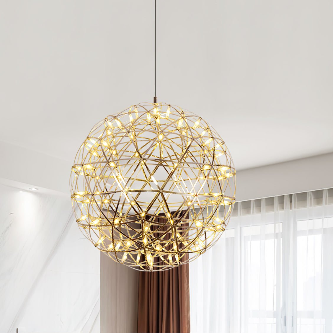 Ivthayra Suspension Boule Dorée de Luxe Postmoderne