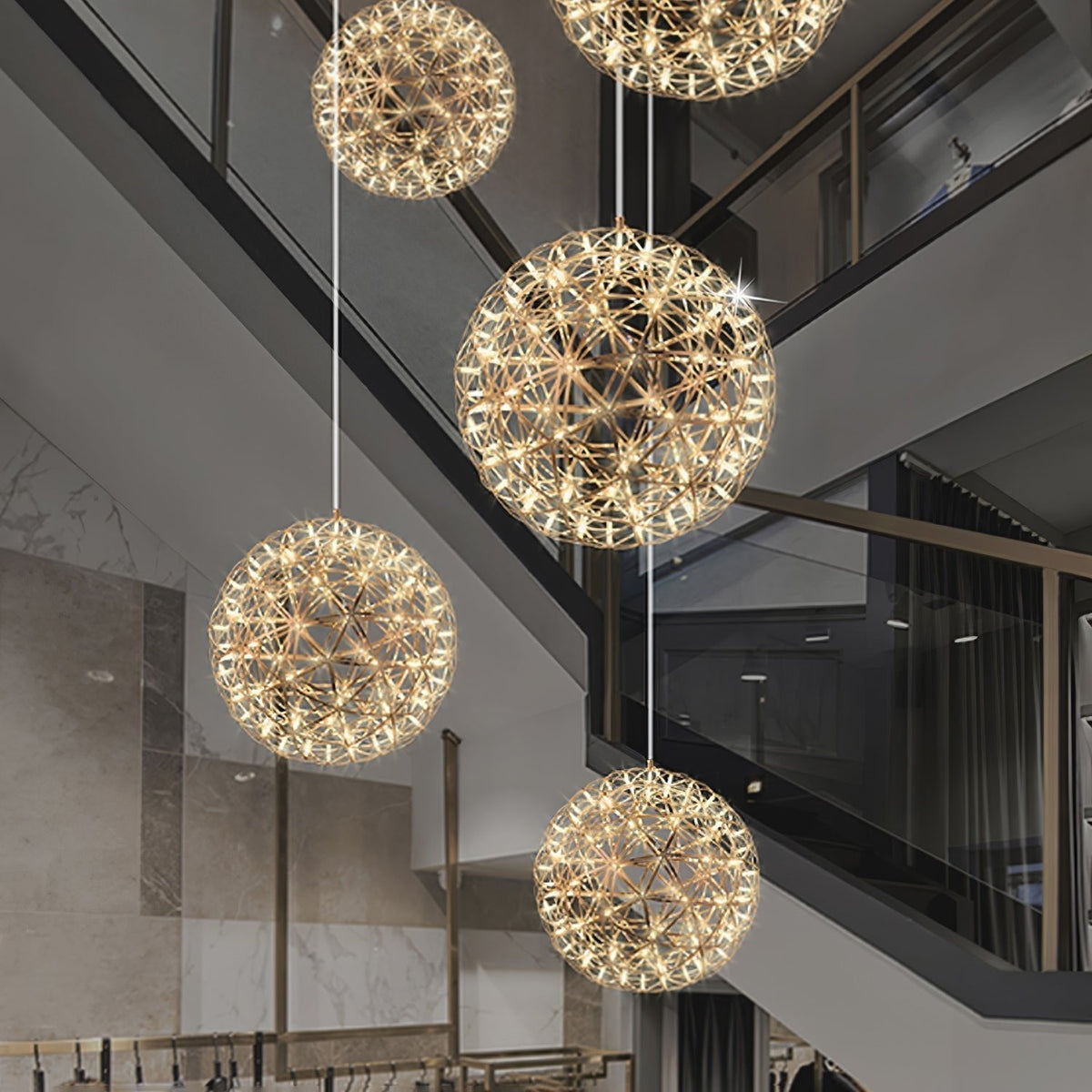 Ivthayra Suspension Boule Dorée de Luxe Postmoderne