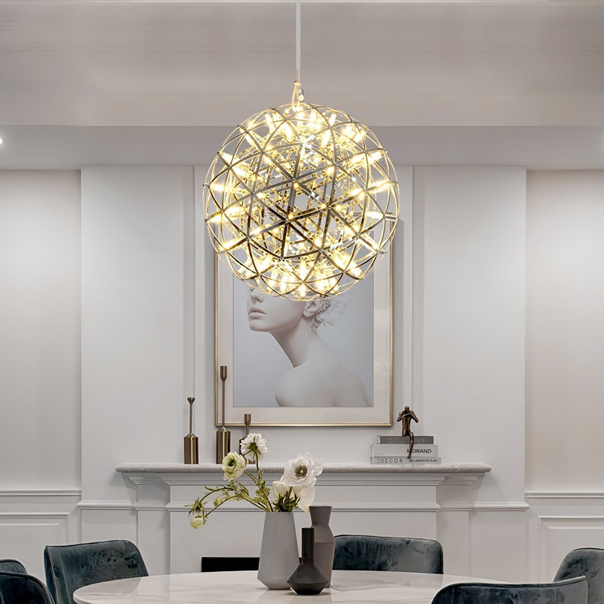 Ivthayra Suspension Boule Dorée de Luxe Postmoderne