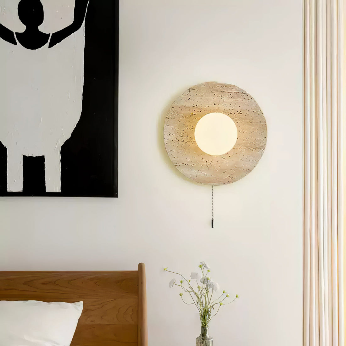 Vephair Bol-Cadre Travertin Luminaire Mural