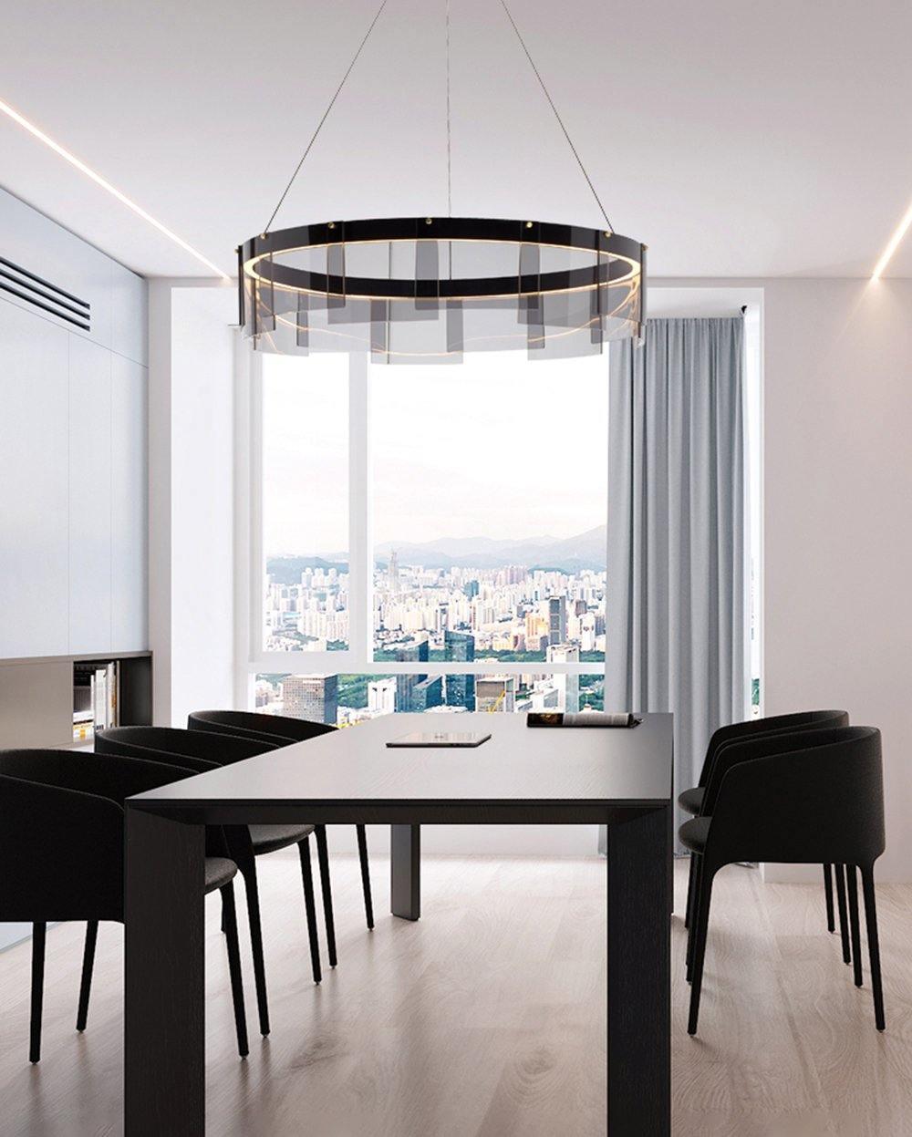 LustraLustre LED Anneau en Noir Moderne
