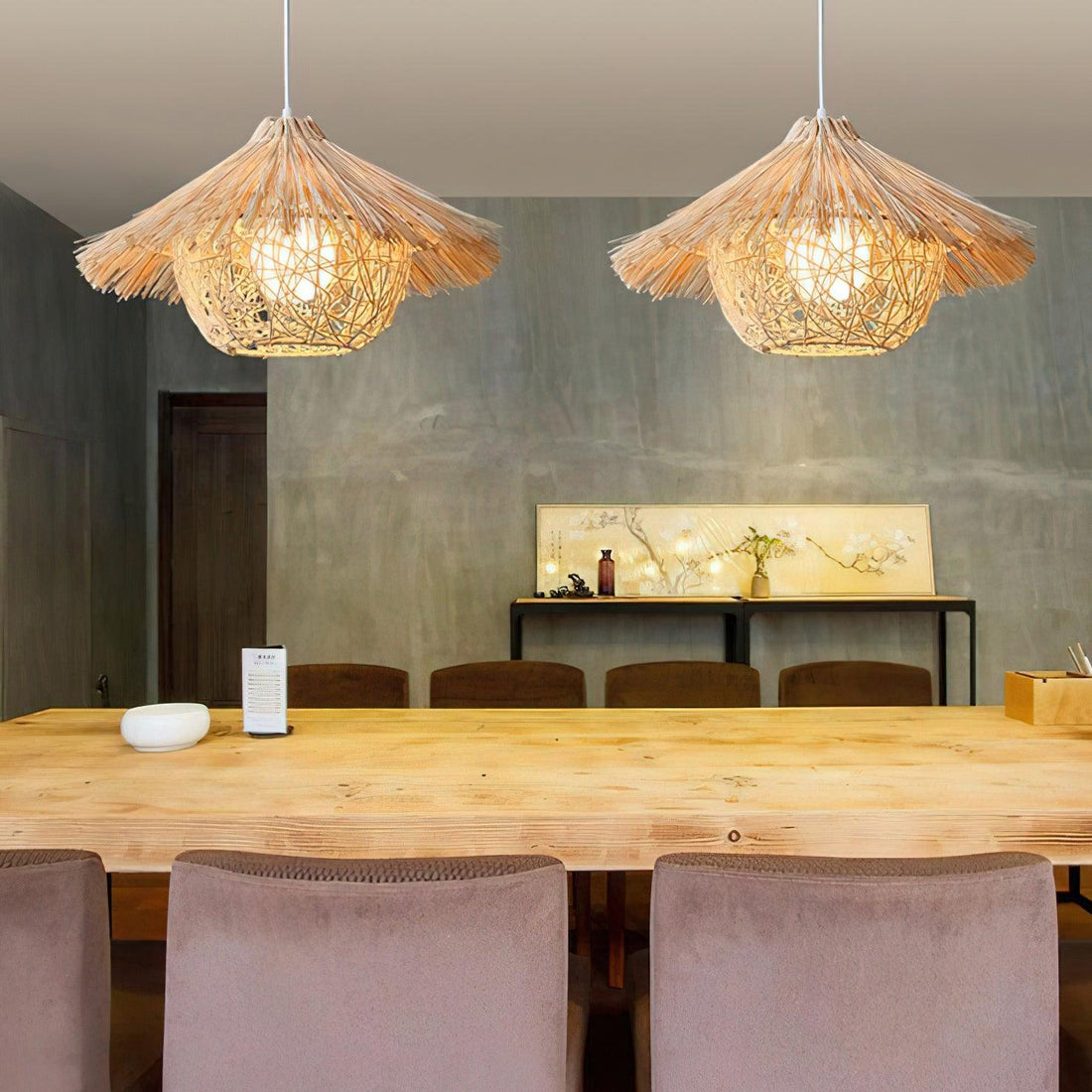 Catala Suspension en Rattan Chapeau de Paille