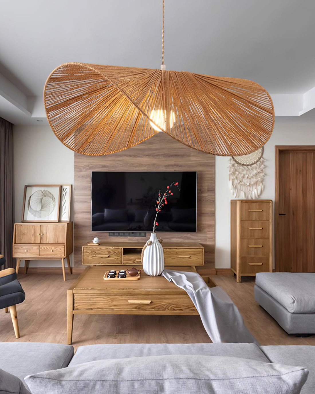 Solara Suspension Rattan Naturel Tissé à la Main
