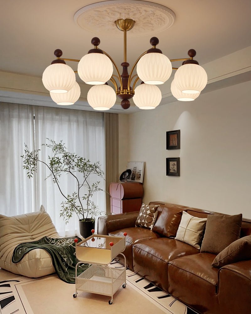 Vedoror Lustre Classique Orbe Bois Verre Traditionnel